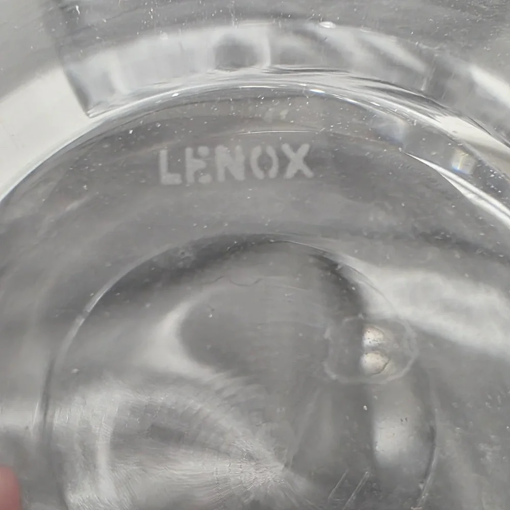 Lenox Stemless Wine Glasses Set of 5 Clear Glass Teardrop Barware 4.5 inch
